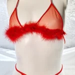 Червоний бюстгалтер з опушкою + Стрінги Red